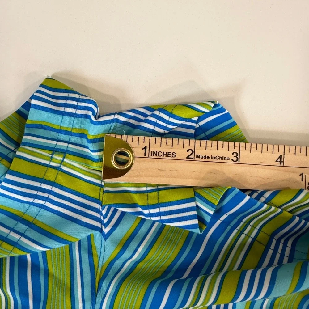 Nike Swim Trunks Women's Medium Blue Green Stripe Board Shorts Drawstring